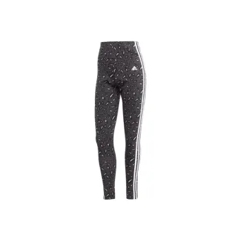 Adidas Essentials 3-Stripes Animal Print Leggings Athletic Trousers Women's Black