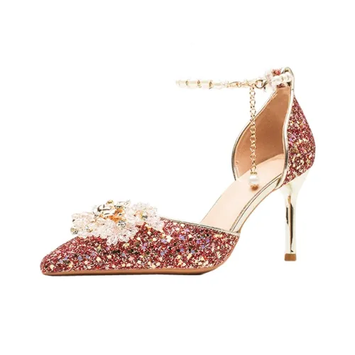 Zubumei High Heels Women's Red, Champagne Gold