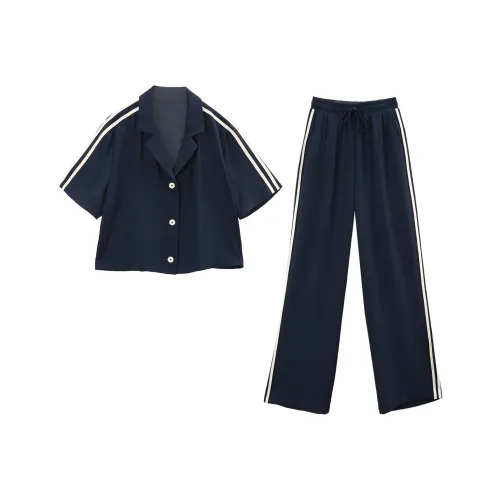 A Paradise For Awakening Casual Suit Women's Navy Blue