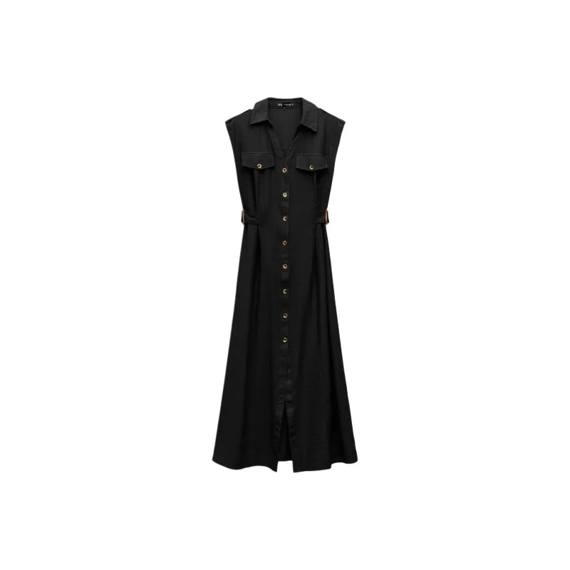ZARA Sleeveless Dress Women's Black-0