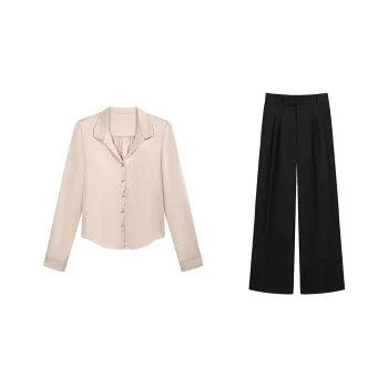 Udon House Casual Suit Women's Light Pink+Black