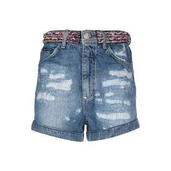 PHILIPP PLEIN Rhinestone embellished Denim Shorts