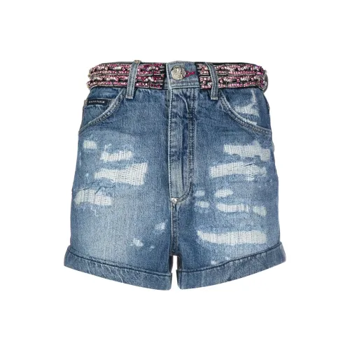 PHILIPP PLEIN Rhinestone embellished Denim Shorts