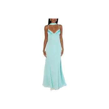 PRINCESS POLLY JADIRA SCARF MAXI DRESS Slip Dress Women's Aqua/Aqua Green