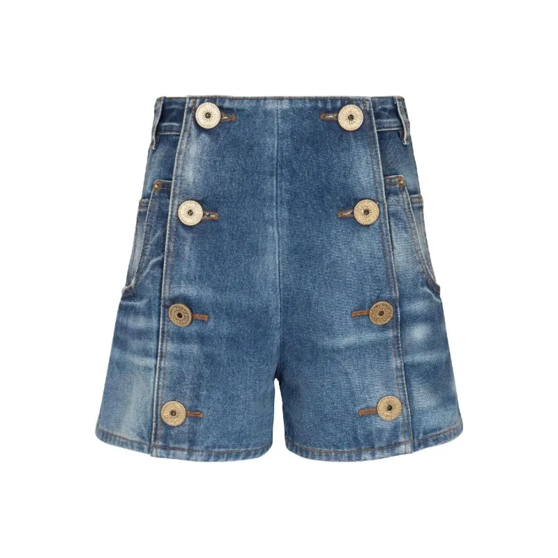 BALMAIN Denim Shorts Women's Blue-0