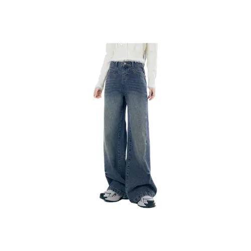 LA CRAWFISH Jeans Women's Washed Denim Blue