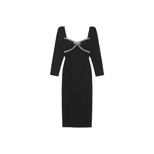 Self-portrait Long-Sleeved Dresses Women's Classic Black