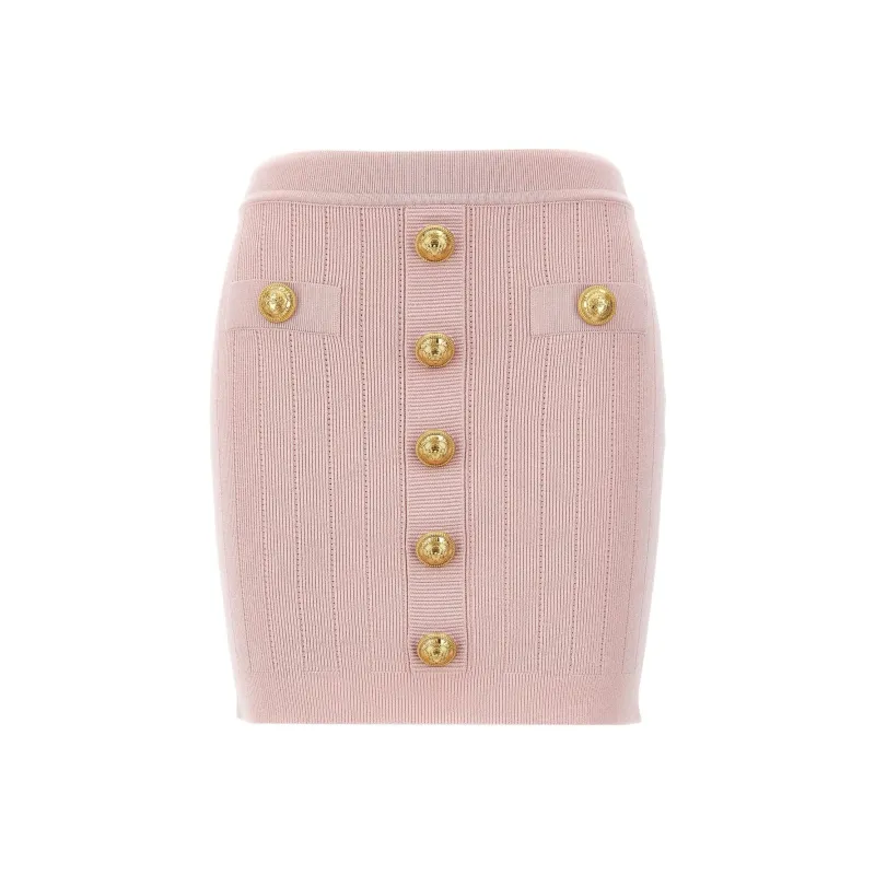 BALMAIN Button Detailed High Rise Mini Skirt-0