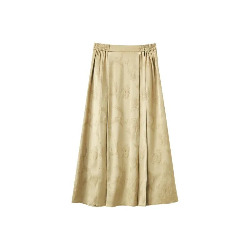 XIANGYING Casual Long Skirt Women's Camel-0