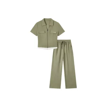 EICHITOO Casual Suit Women's Medium Green Trim