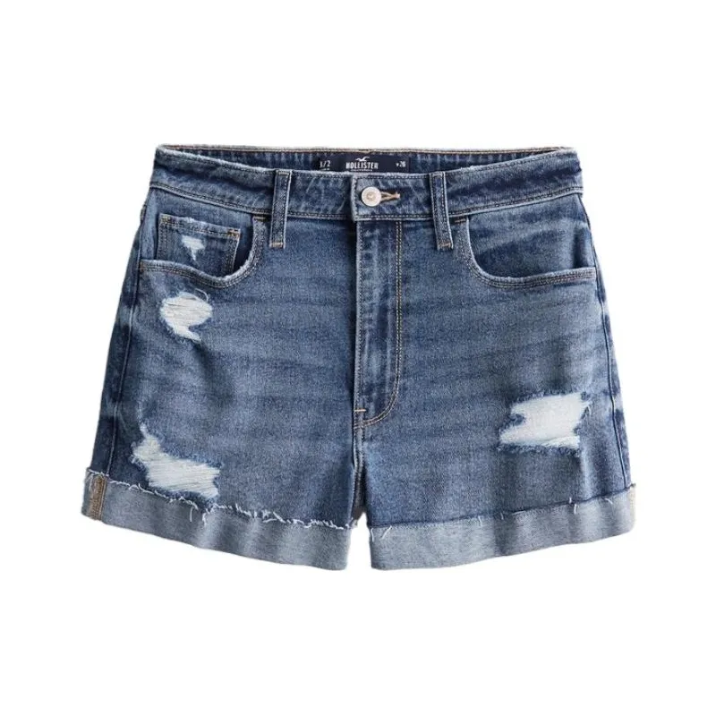 Hollister Denim Shorts Women's Torn Medium Washed-0