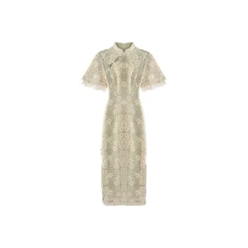 JINYE ORIENTAL Cheongsams Women's Beige Green