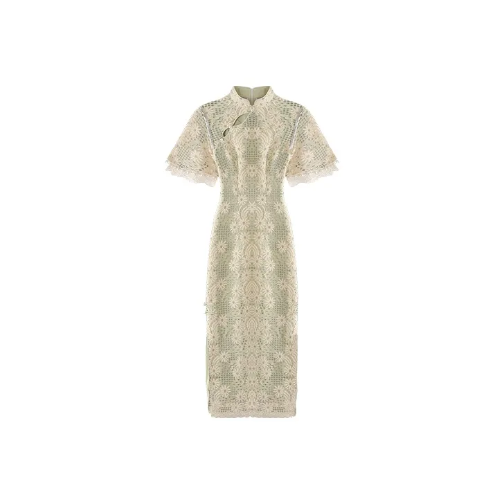 JINYE ORIENTAL Cheongsams Women's Beige Green-0
