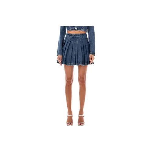 Self portrait Denim Short Skirts Women's Blue