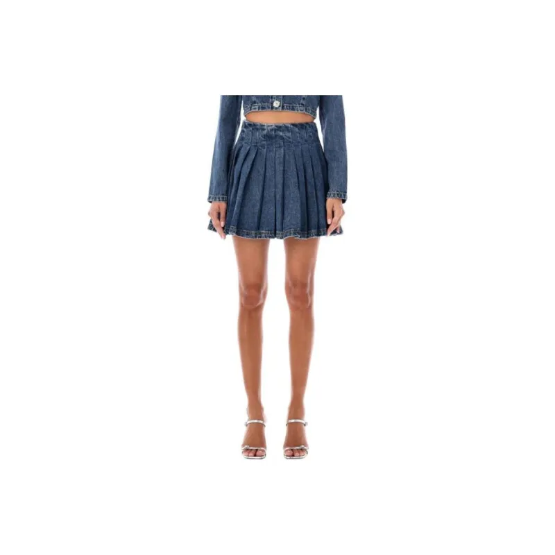 Self portrait Denim Short Skirts Women's Blue-0