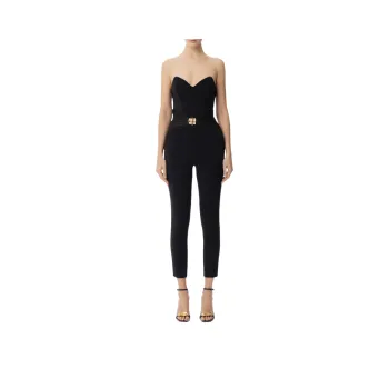 Elisabetta Franchi Flowing Macro Bow Crêpe Jumpsuit