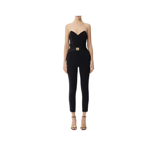 Elisabetta Franchi Flowing Macro Bow Crêpe Jumpsuit