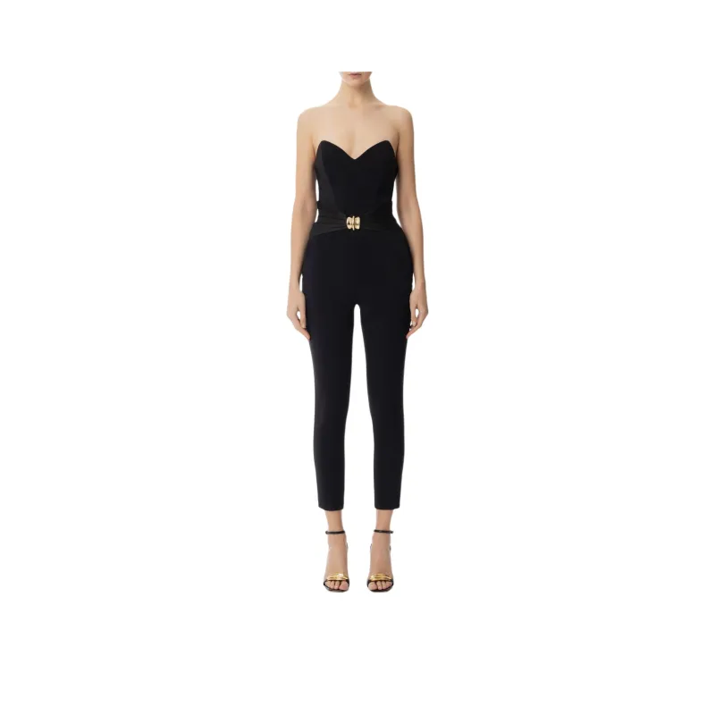 Elisabetta Franchi Flowing Macro Bow Crêpe Jumpsuit-0