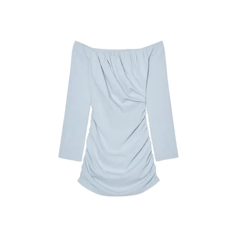 ZARA Long Sleeved Dresses Women's Light Blue-0