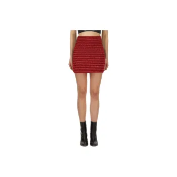 Self-portrait Casual Short Skirts Women's Christmas New Year Burgundy