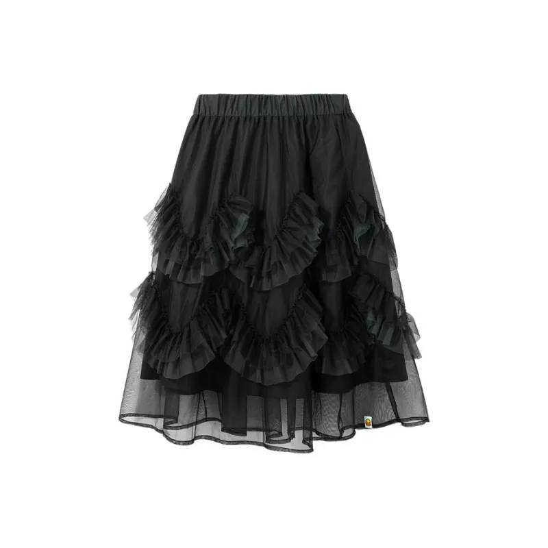 B.Duck Casual Long Skirts Women's Gray Black-0