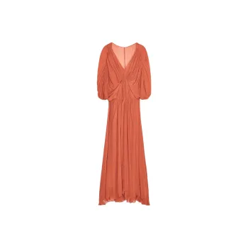 ZARA ZW Series Long Sleeved Dress Women's Brick Red