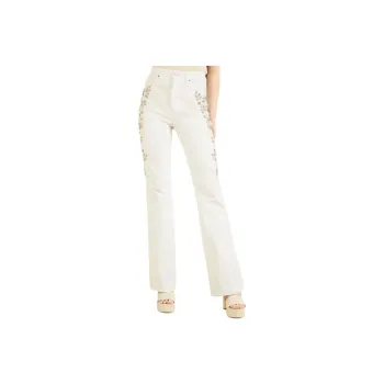 GUESS Pop '70s Embellished Flared Jeans Jeans Women's White