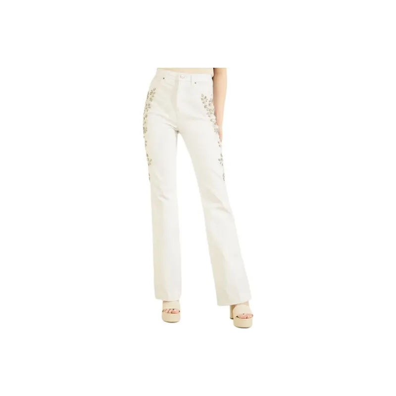 GUESS Pop '70s Embellished Flared Jeans Jeans Women's White-0