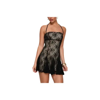 PRINCESS POLLY DELAMERE LACE MINI DRESS Slip Dresses Women's Black