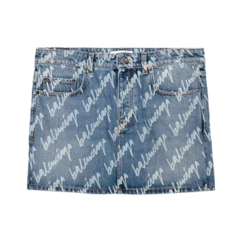Balenciaga Allover Logo Low waist Miniskirt