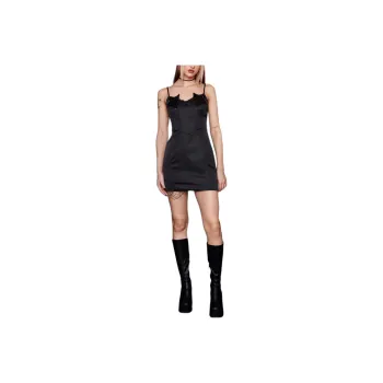 NASTY GAL Sequin Star Satin Corset Mini Dress Slip Dresses Women's Black