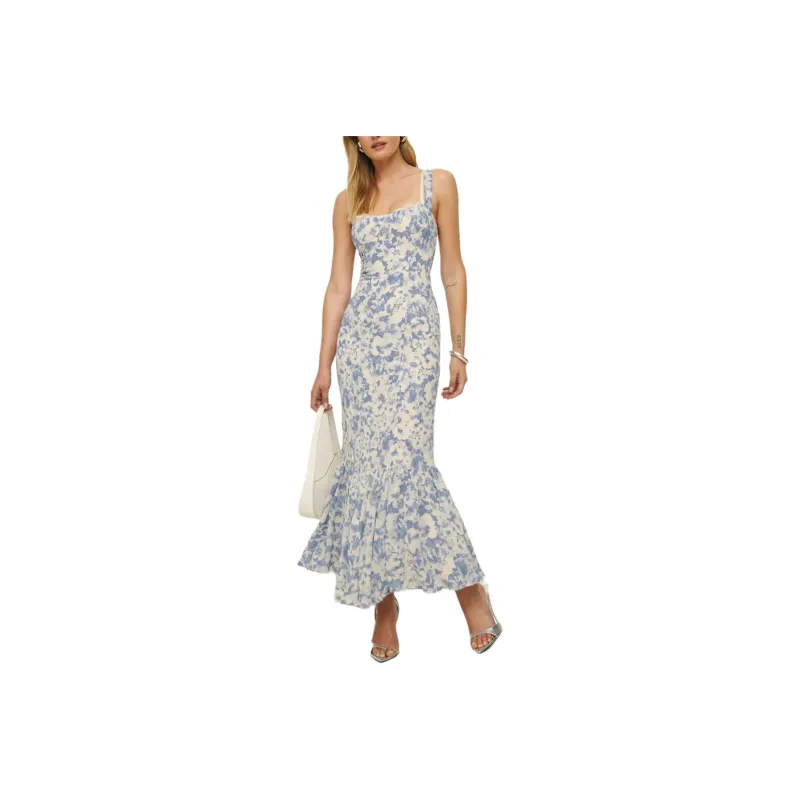 REFORMATION Irisa Dress Slip Dress Women's Blue-0