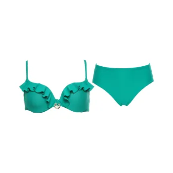 Selmark Women's Solid Color Two Piece Bikini Green