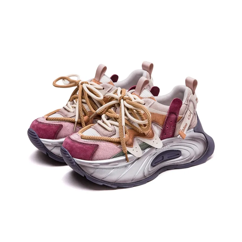 Chibang Abrasion Resistant, Breathable, Lightweight, Height Increasing Low Top Chunky Sneakers Women's-0