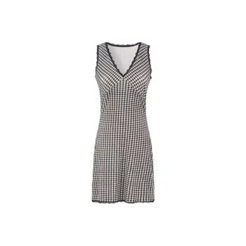 YGPRW Sleeveless Dress Women's Black Plaid