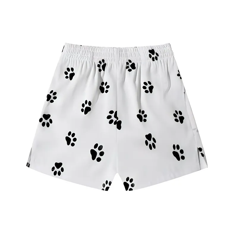 SONDR Casual Shorts Women's White Puppy Footprints-0