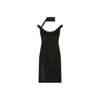 Givenchy Swallow Collar Side-Slit Midi Dress