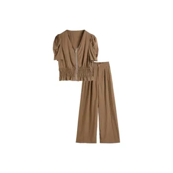 Hang Yi Court Casual Suit Women's Set Caramel