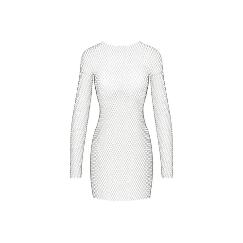 SKIMS RHINESTONE COVER UPS LONG SLEEVE MINI DRESS Long-Sleeved Dresses Women's SMOKE/Smoke Gray