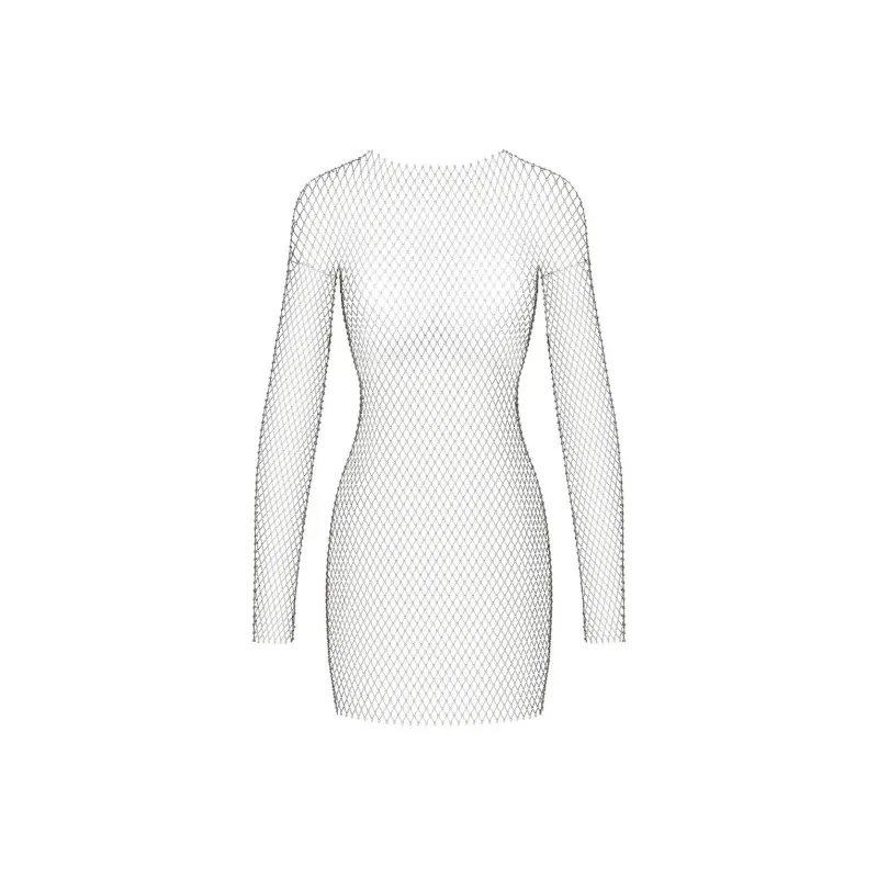 SKIMS RHINESTONE COVER UPS LONG SLEEVE MINI DRESS Long-Sleeved Dresses Women's SMOKE/Smoke Gray-0