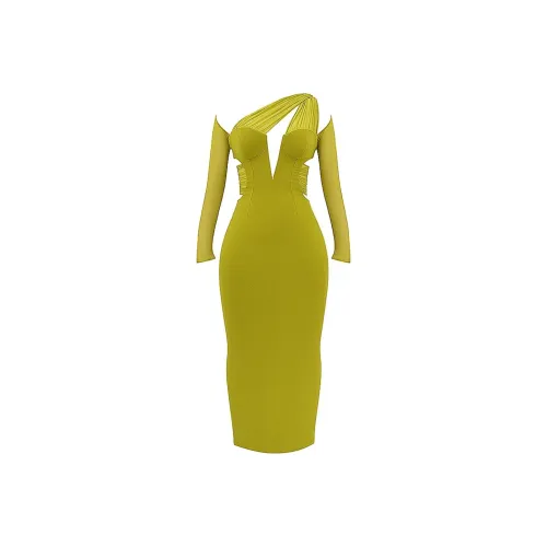 HOUSE OF CB ZAHRA Long-Sleeved Dresses Women's Chartreuse/Yellow Green