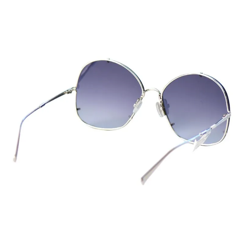 MaxMara Metal Irregular Shape Sunglasses Unisex Silver-3