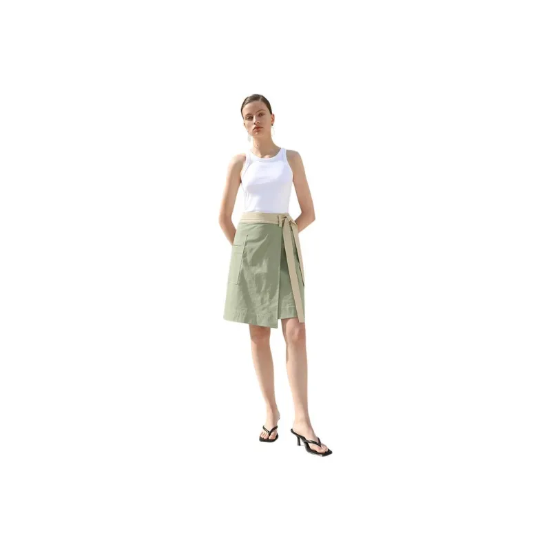 Roselingling Casual Short Skirts Women's Gray Green-0
