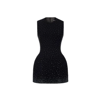 MONTSAND SS25 Black Crystal Beaded Mini Dress Sleeveless Dress Women's Black
