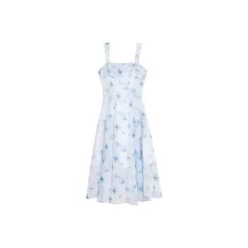 Rose Slip Dress Women's Lake Blue, Long Skirt