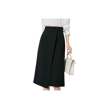 Late White Casual Long Skirts Women's Black