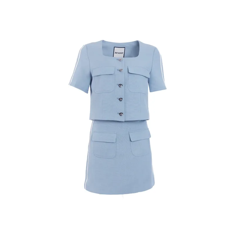 JESSYLINE Skirt Set Women's Gray Blue-0