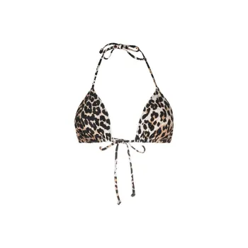 GANNI Leopard Printed String Bikini Top