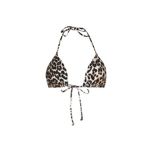 GANNI Leopard Printed String Bikini Top