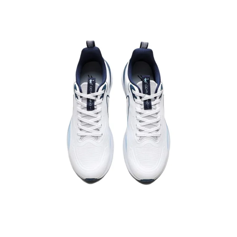 QIAODAN Anti Slip Wear Resistant Low Top Casual Running Shoes Men's White Blue-3
